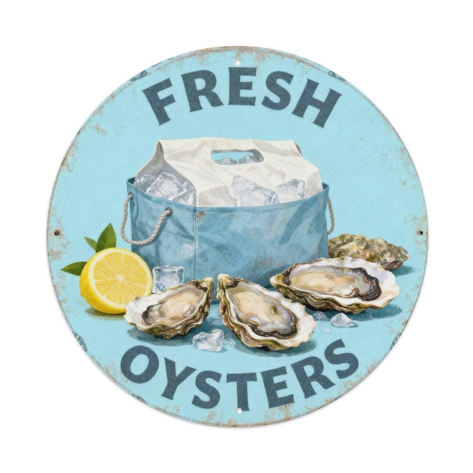 Fresh Oysters Metal Tin Sign Plaque