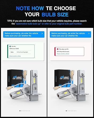 Miniatura 7 de Nilight EF2 H3 Bombillas LED antiniebla 250% de brillo, 6000 K, blanco frío, tamaño 11, repuesto halógeno, H3, kit de conversión de luz antiniebla