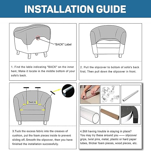 Miniatura 6 de Funda elástica para silla de club, fundas de microfibra para sillas de bañera que se pueden mover suaves, lavables a máquina, funda elástica para