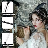 Vista 5 de 2 soportes largos para cigarrillos, 2 cigarrillos falsos y 2 cigarrillos falsos con humo para los años 20, accesorios para mujeres, Audrey Hepburn