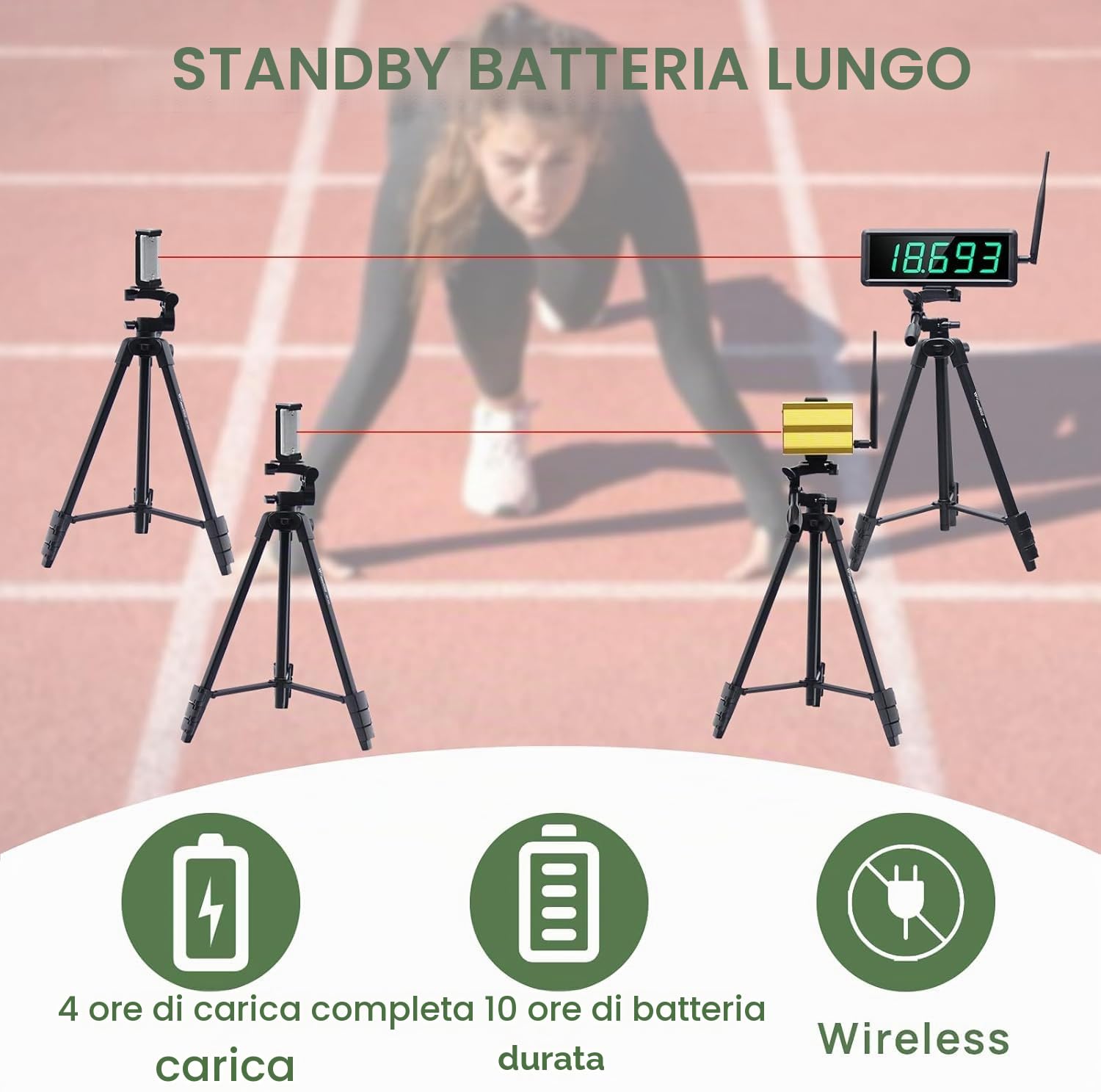 YZ Timer laser per Sprint, sistema laser Sprint, cronometro laser, cronometro, allenamento di velocità, corsa, calcio (supporto alto)
