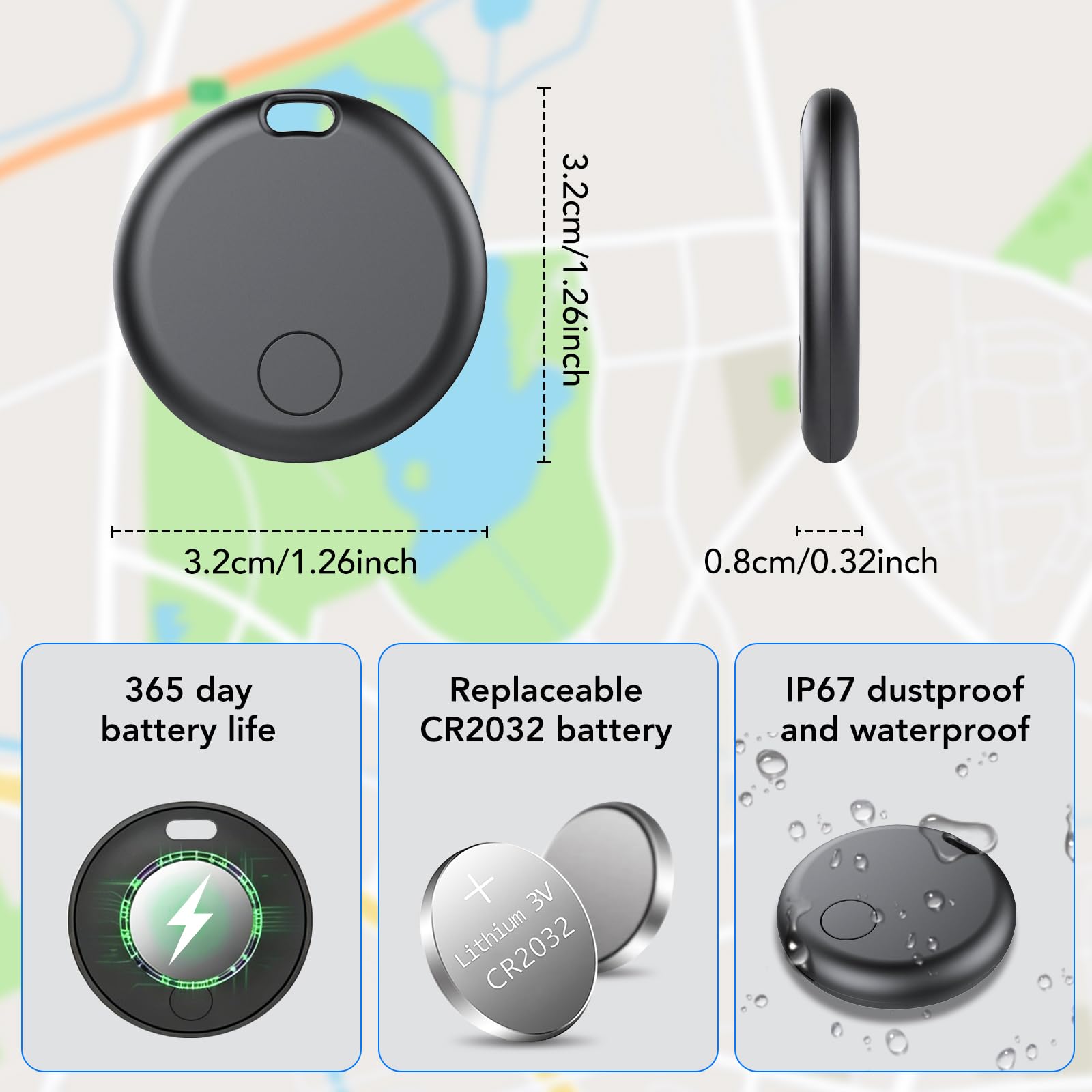 Localizzatore Bluetooth Doppio Sistema, Localizzatore Oggetti iOS/Android, IP68