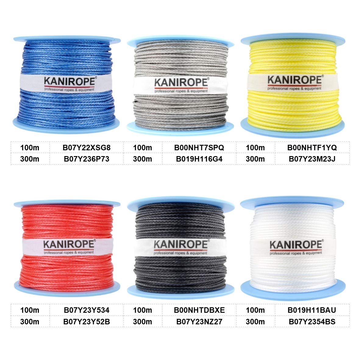 Kanirope® Corde Dyneema PRO 8mm 5m Jaune 12x Tressée SK78 Pré-étirée