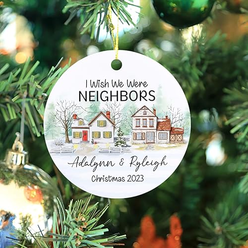 Miniatura 3 de Adorno de Navidad personalizado con texto en inglés "I Wish We were Neighbors" 2023, adorno de Navidad personalizado de amistad de larga distancia