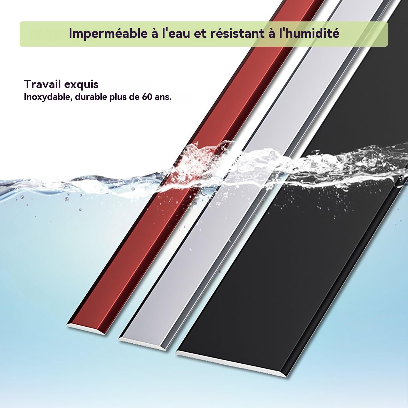 Barre De Seuil Large Profile Alu 90cm* 3 Pièces Baguette Finition Carrelage Parfait pour Relier Les Sols en Parquet, Carrelage Ou Moquette avec Un Aspect Moderne(Titanium Gold,60mm)
