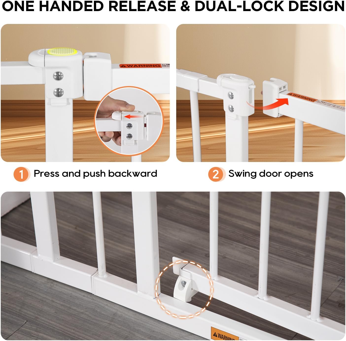 BestPet 30”Tall Dog Gate for Stairs & Doorways, Fits 28.5”-39.7” Wide Openings,Walk-Through Metal Pet Gate for Indoor Use,Adjustable Safety Gates for Pets,White