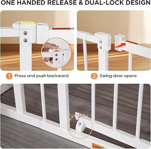 Miniatura 5 de BestPet Puerta para perros de 30 pulgadas de alto para escaleras y puertas, se adapta a aberturas de 28.5 a 39.7 pulgadas de ancho, puerta de metal