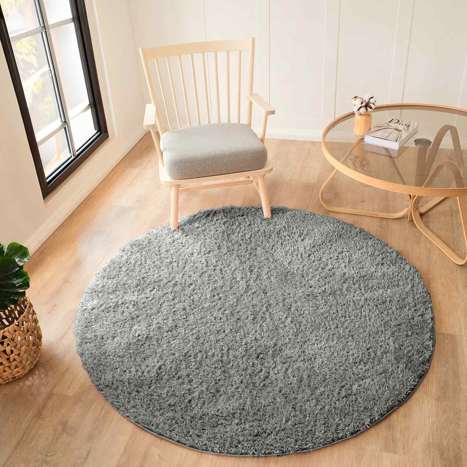 Livabliss Soso Shaggy Round, Living Room, Bedroom – 160 cm, Medium Grey