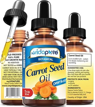 CARROT SEED OIL WILD GROWTH Daucus Carota 100% Pure VIRGIN UNREFINED Undiluted 1 Fl.oz. 30 ml. For Skin, Face, Hair, Lip and Nail Care