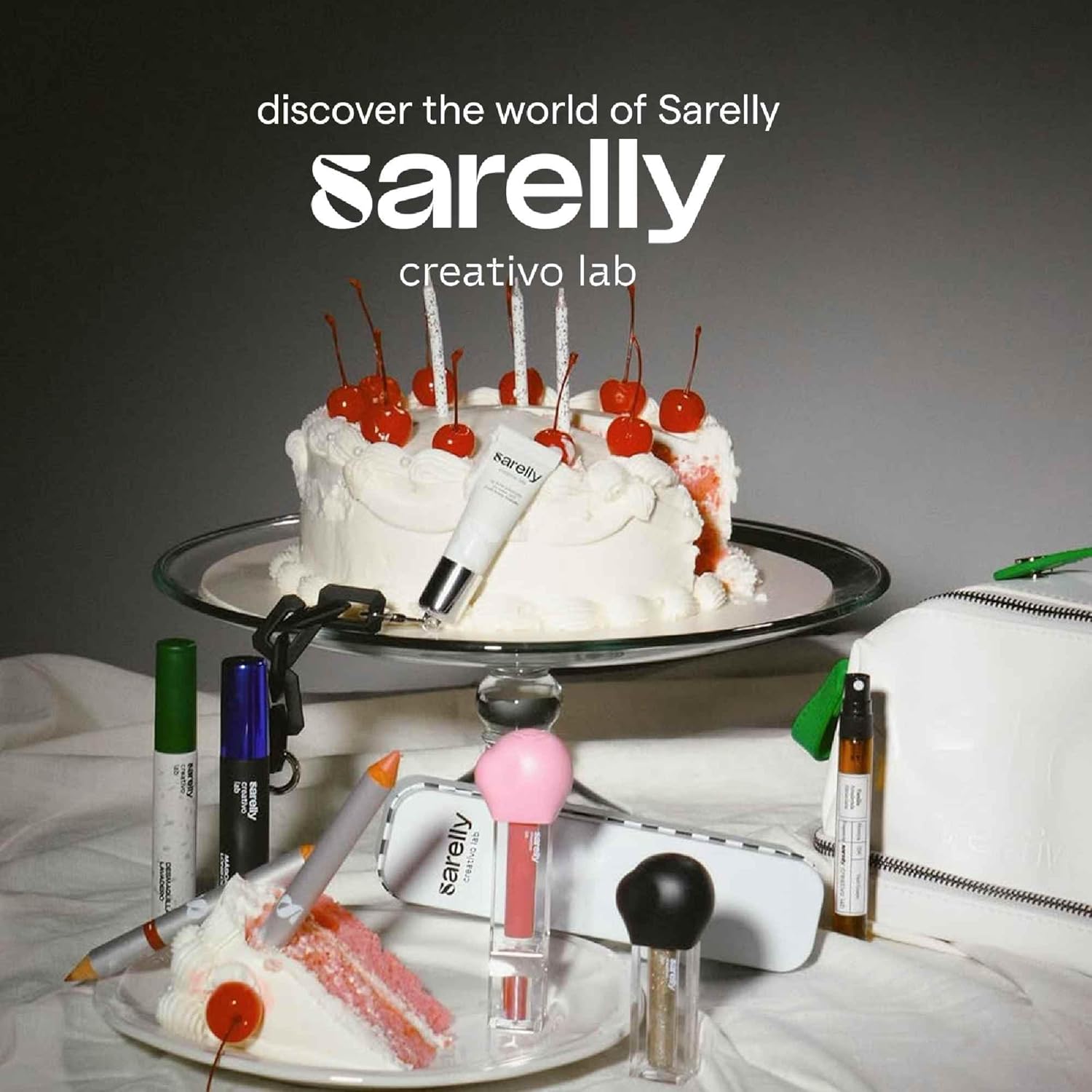SARELLY | Vegan Leather Makeup Bag | Perfect for Makeup Brushes | Multi-compartments | White