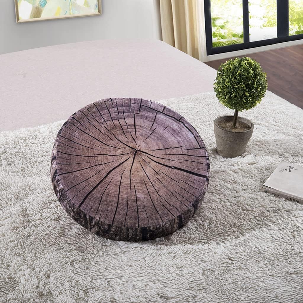 HYSEAS Decorative Round Throw Pillow, 3D Digital Print Comfortable Kids Funny Cute Wood Log Pillow