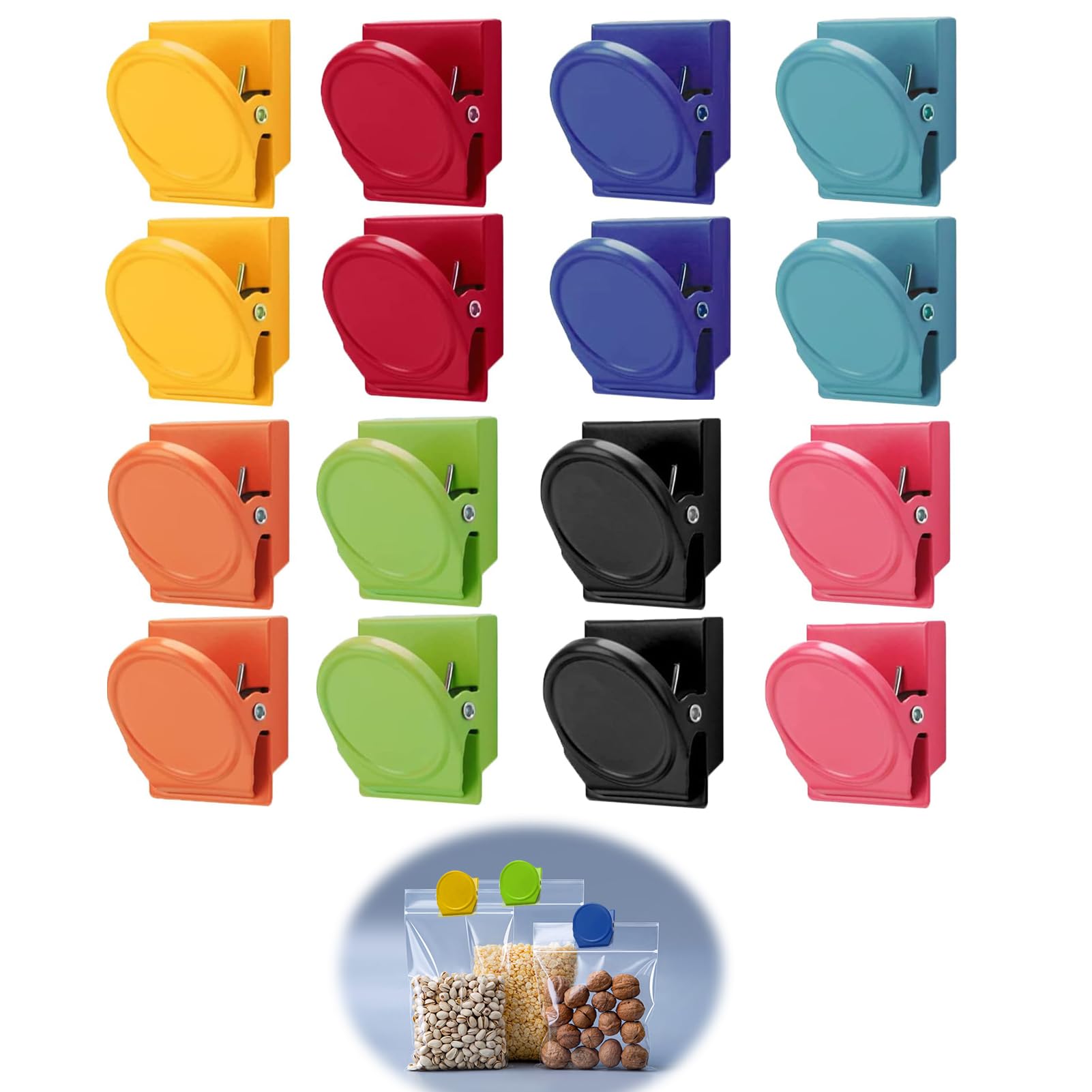 FunWorth Fridge Magnetic Clips, 16 PCS Metal Whiteboard Magnet Scratch-Free
