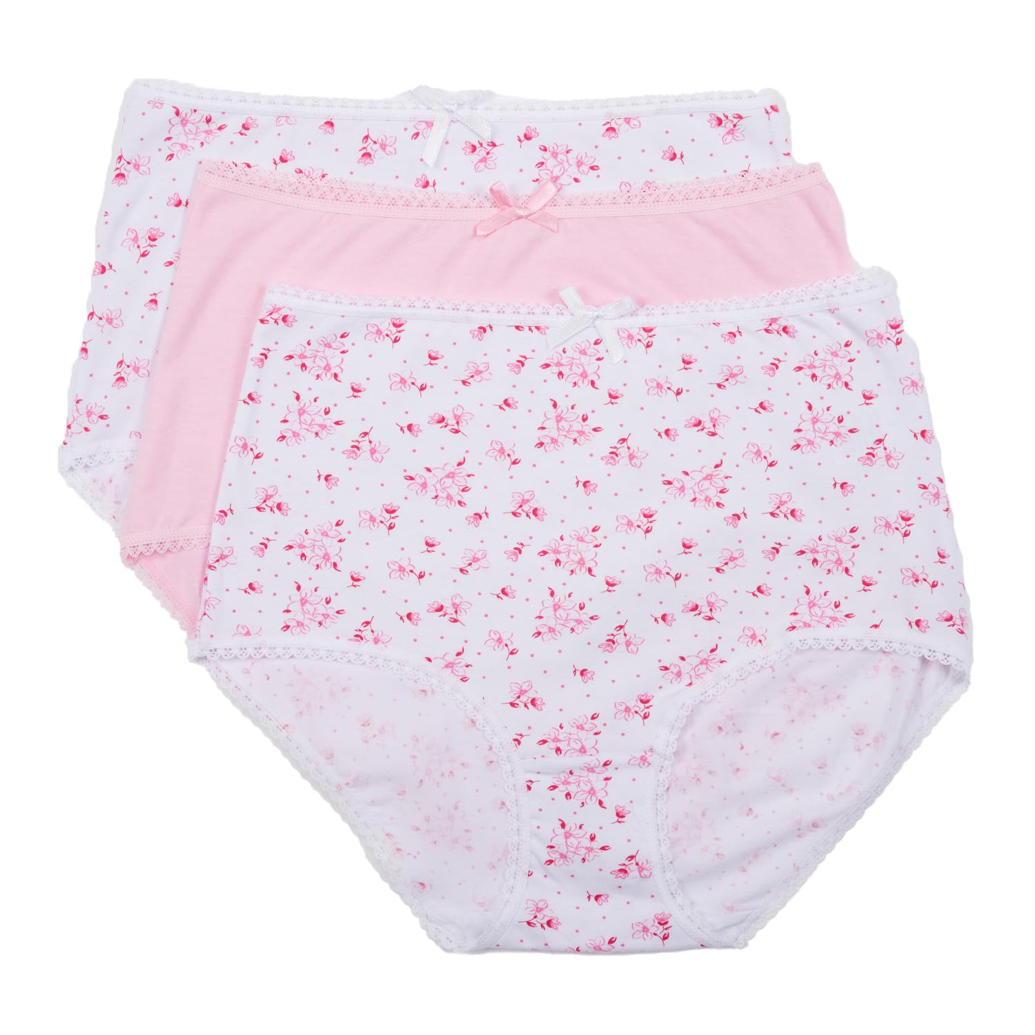 Slenderella Women's Pink Slenders 3 Pack Cotton Full Brief Bf82 Small