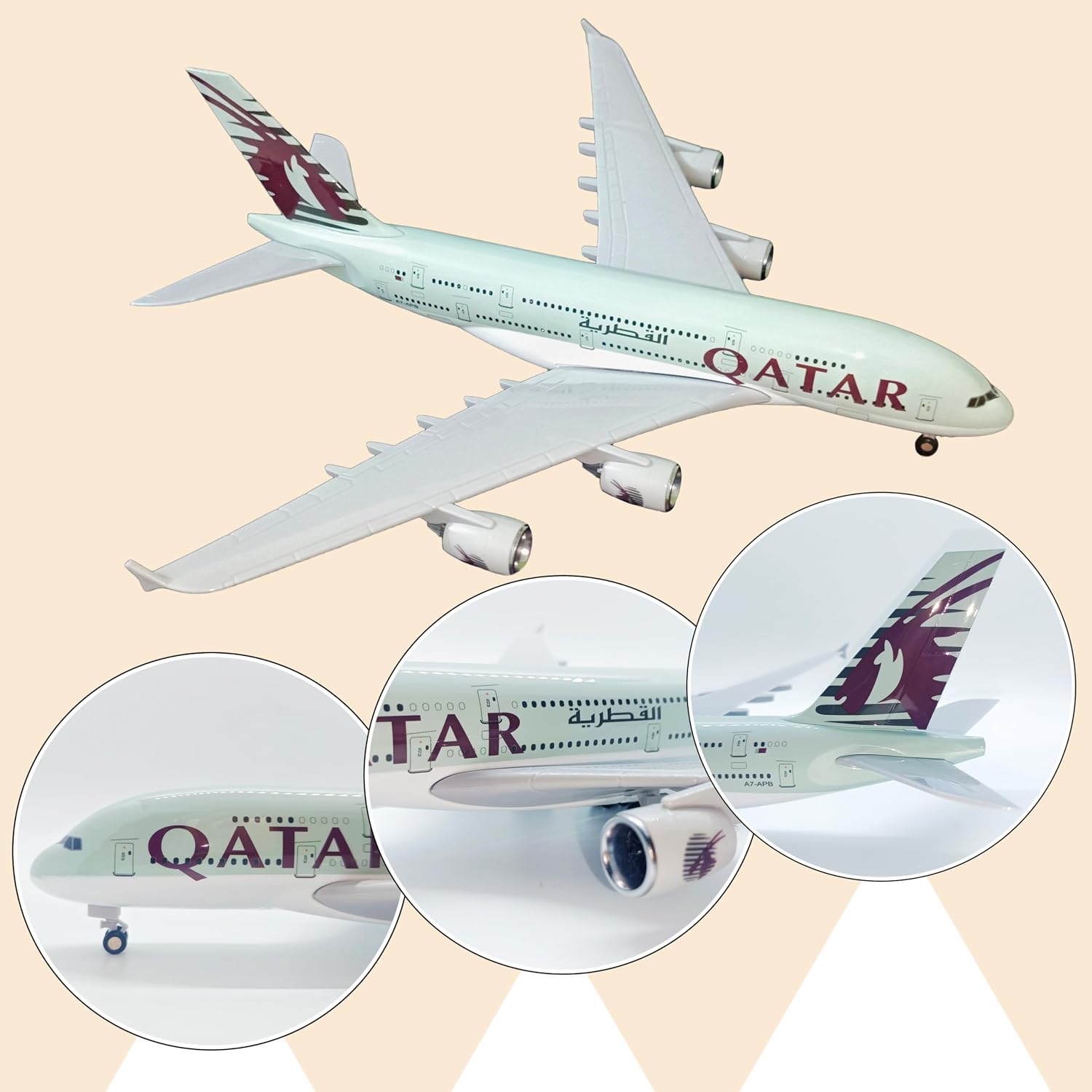 12 Inch Model Airplane Model Diecast Airplanes Qatar A380 Display Airplane for Office/Home Decor