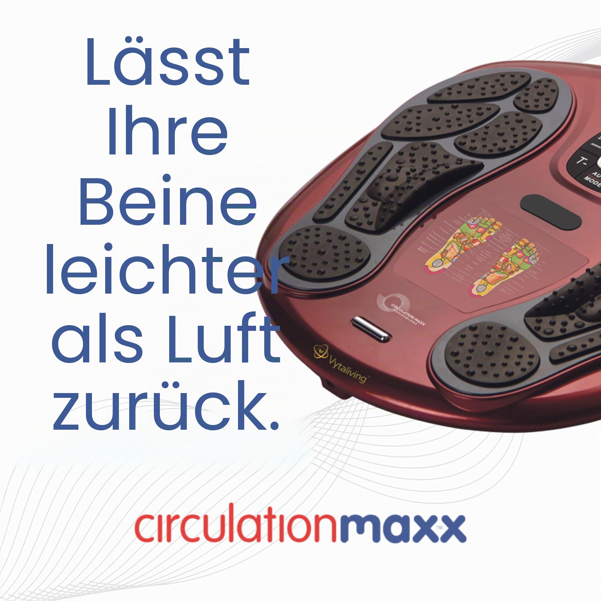 EMS TENS Fußmassagegerät Circulation Maxx – Reflexzonen-Stimulator für Füße & Unterschenkel | 99 Stufen, 2 Kanäle & Fernbedienung | Kann bei schweren Beinen & Wassereinlagerungen helfen | Vytaliving