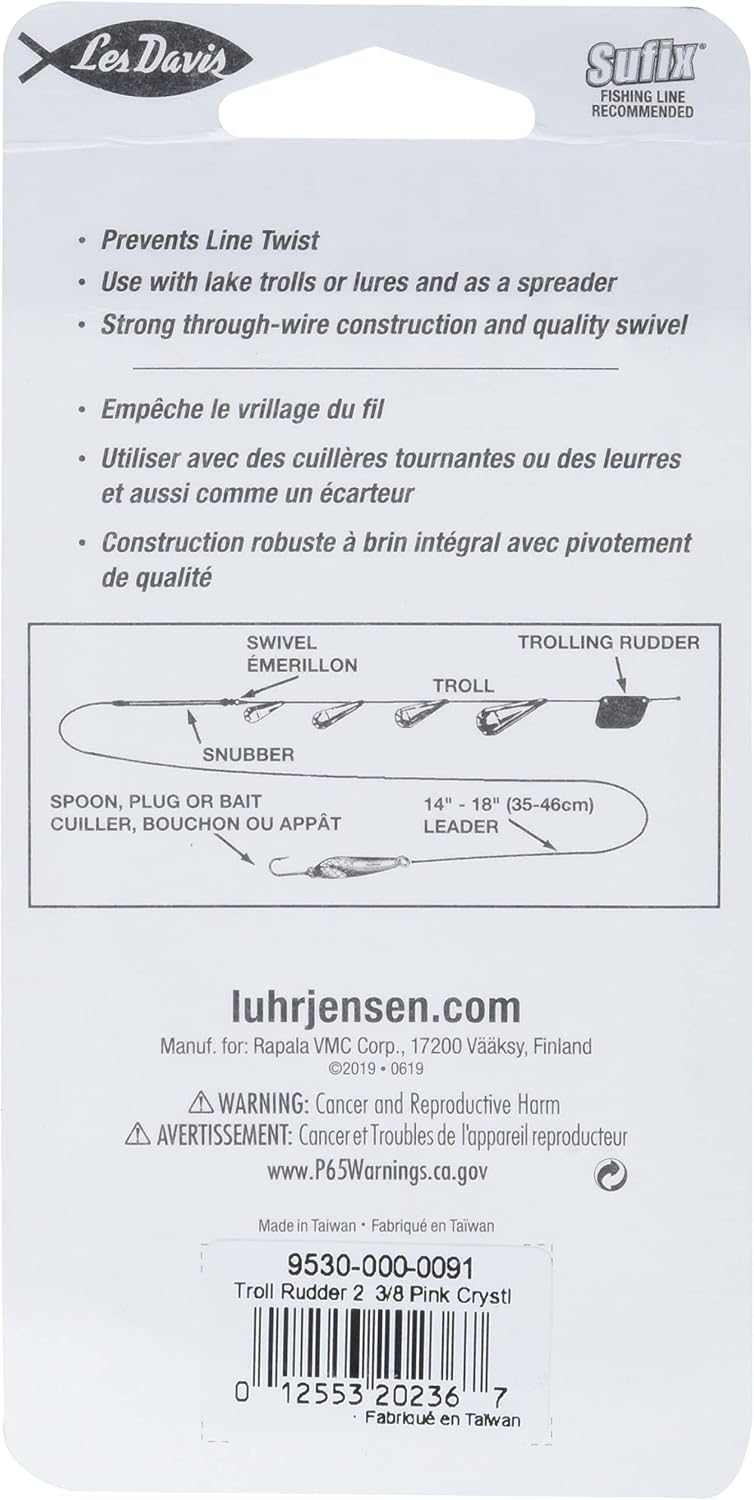 Luhr Jensen 2-3/8" Les Davis Rudder / 2 Pack Pink Crystal
