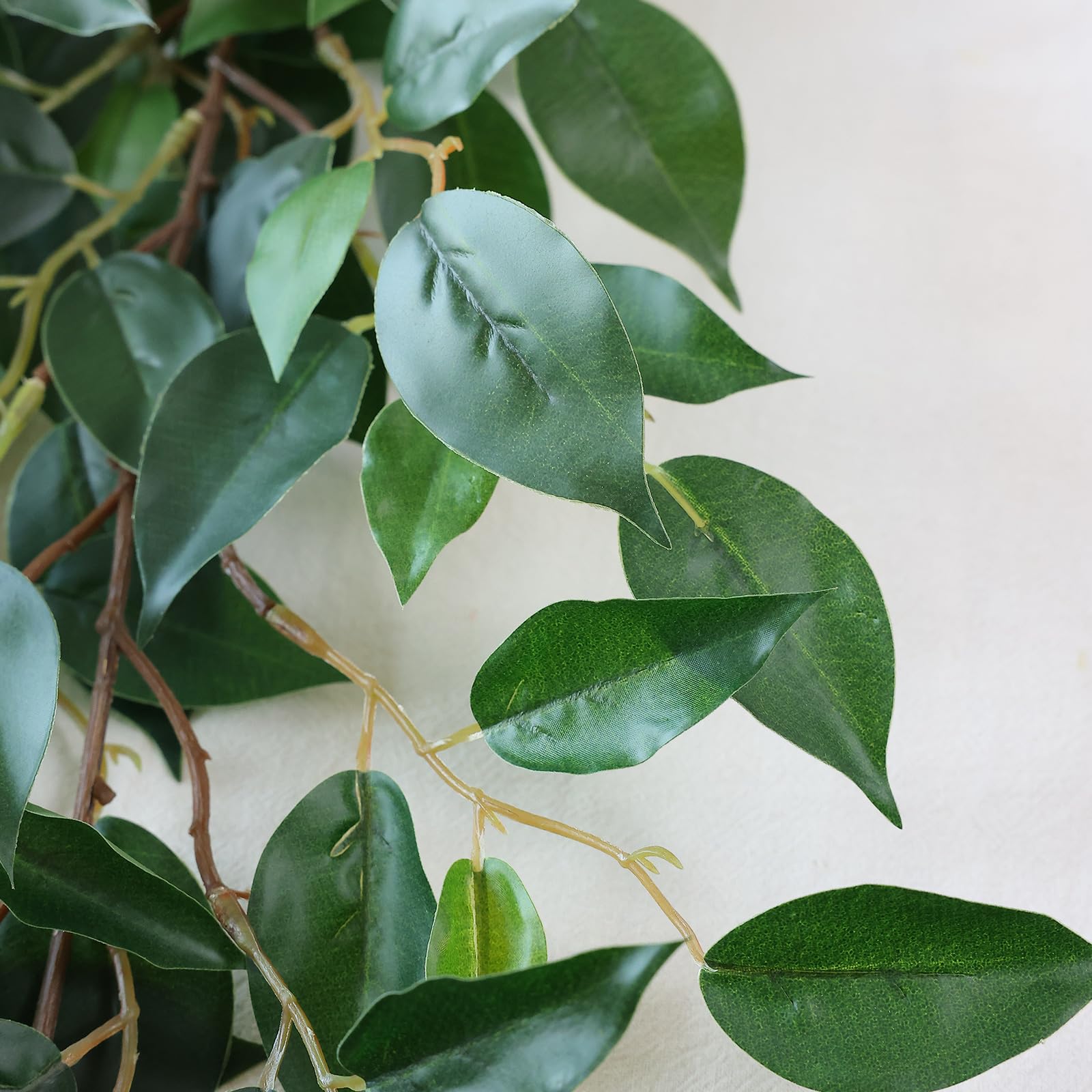 mizii Künstliche Ranken, Ficus-Girlande, Seidenblätter, grüne Blätter, Dekoration für Schlafzimmer, Zimmer, Wand, Party, Tischdekoration, Hochzeitsbogen, Dekoration, 990,6 cm, 5 Packungen