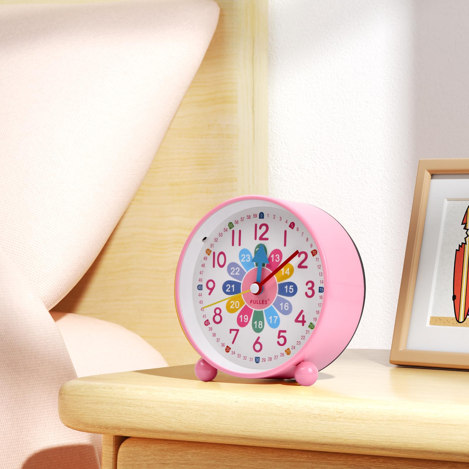 Jinlaili Sveglia Bambini Ragazzi Ragazze, Sveglia da Comodino, Analogica Bambini Sveglia Silenziosa Senza Ticchettio, Sveglia con luce notturna, Snooze, Sveglia digitale per bambini (Blu)