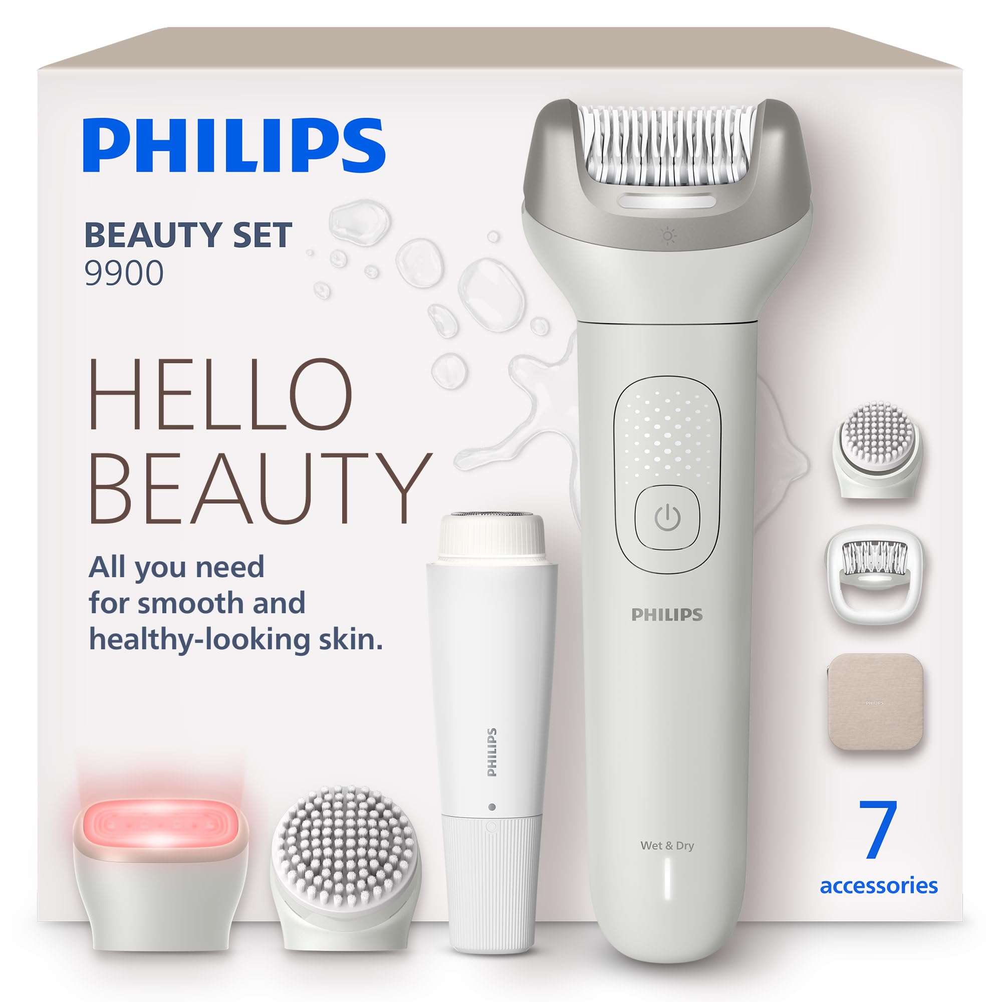 Philips Beauty Set - All-in-One Set for Body and Face Cordless Wet and Dry Use for Hair Removal