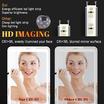 ELEGANT Full Length Mirror with Lights, Large Rectangular Standing Mirror 160×60cm, Dimmable & 3 Color Modes, Touch Screen & Memory Function for Bedroom Bathroom Cloakroom
