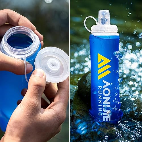 Vista 69 de Azarxis Botellas de agua plegables de TPU Soft Flask sin BPA de 8.5 fl oz 11.8 fl oz 16.9 fl oz 20.3 fl oz para hidratación chaleco paquete correr
