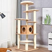Tangkula Tall Cat Tree, 69-Inch Modern Cat Tower with Sisal Rope Scratching Posts, Wood Cat Tree with Multi-Layer Platform, Cat Condo Furniture with Washable Cushions for Indoor Cats Large Adult