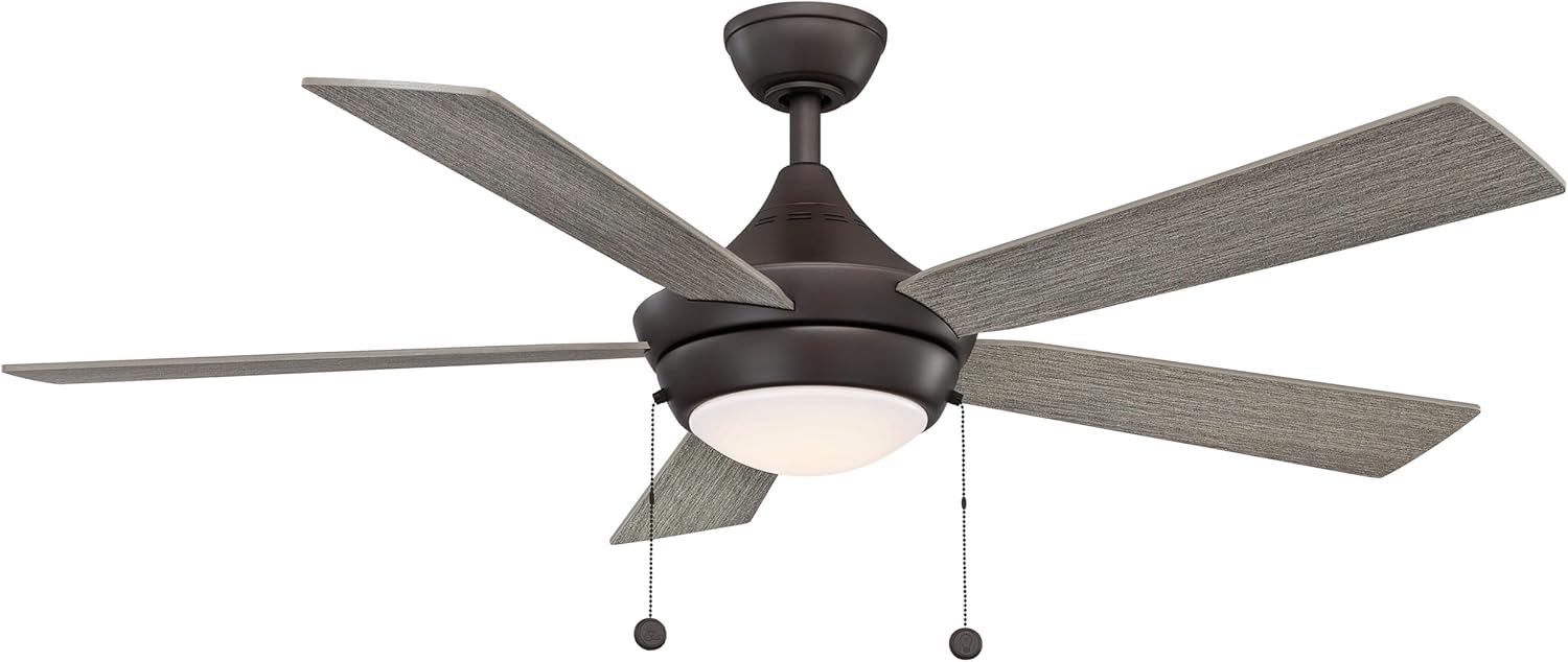 AireDrop Pull Chain 52 inch Indoor Ceiling Fan with LED Light Kit - Matte Greige with Weathered Wood Blades