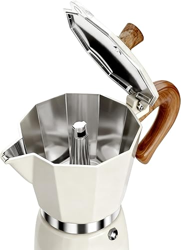 Miniatura 9 de AGOGO Milano Moka - Cafetera espresso para estufa, greca, cafetera turca con filtro de papel, 6 tazas, color crema