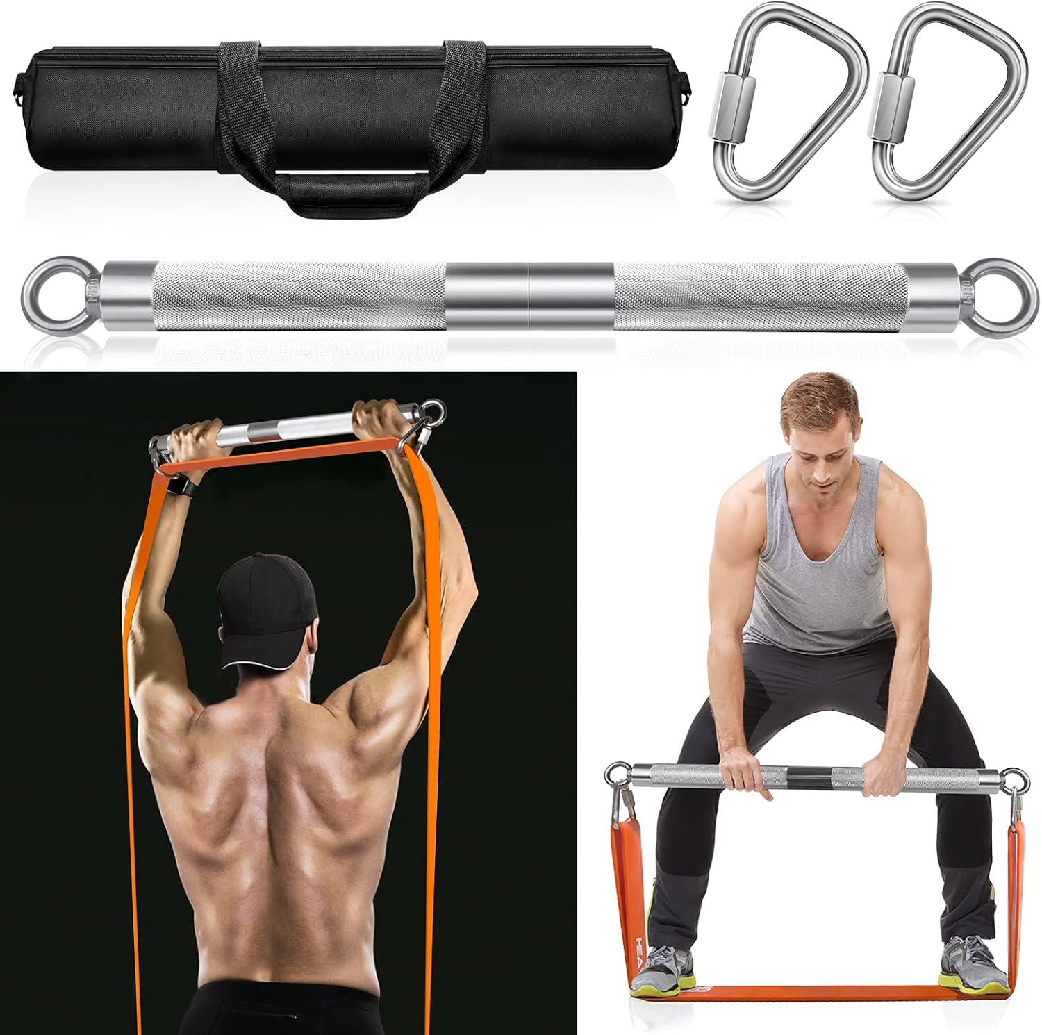 DASKING Fitness Bands Bar, Resistance Bands, Detachable Exercise Bar