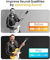 Vista 5 de Paquete de 12 paneles de espuma autoadhesivos a prueba de sonido de 2 x 12 x 12 pulgadas, paneles acústicos con espuma acústica de alta densidad