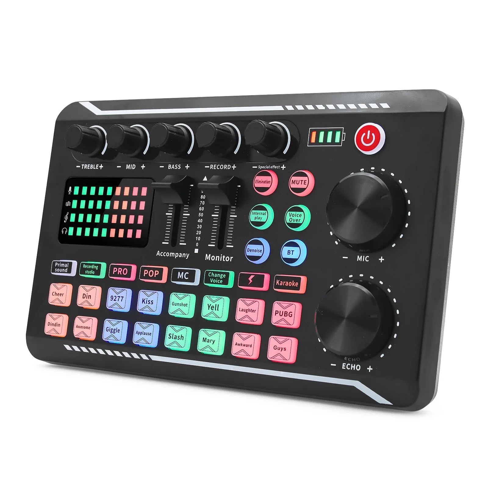 Mixer DJ, Kit microfono scheda audio portatile F998 Set Mixer da studio Trasmissione dal vivo 16 effetti sonori