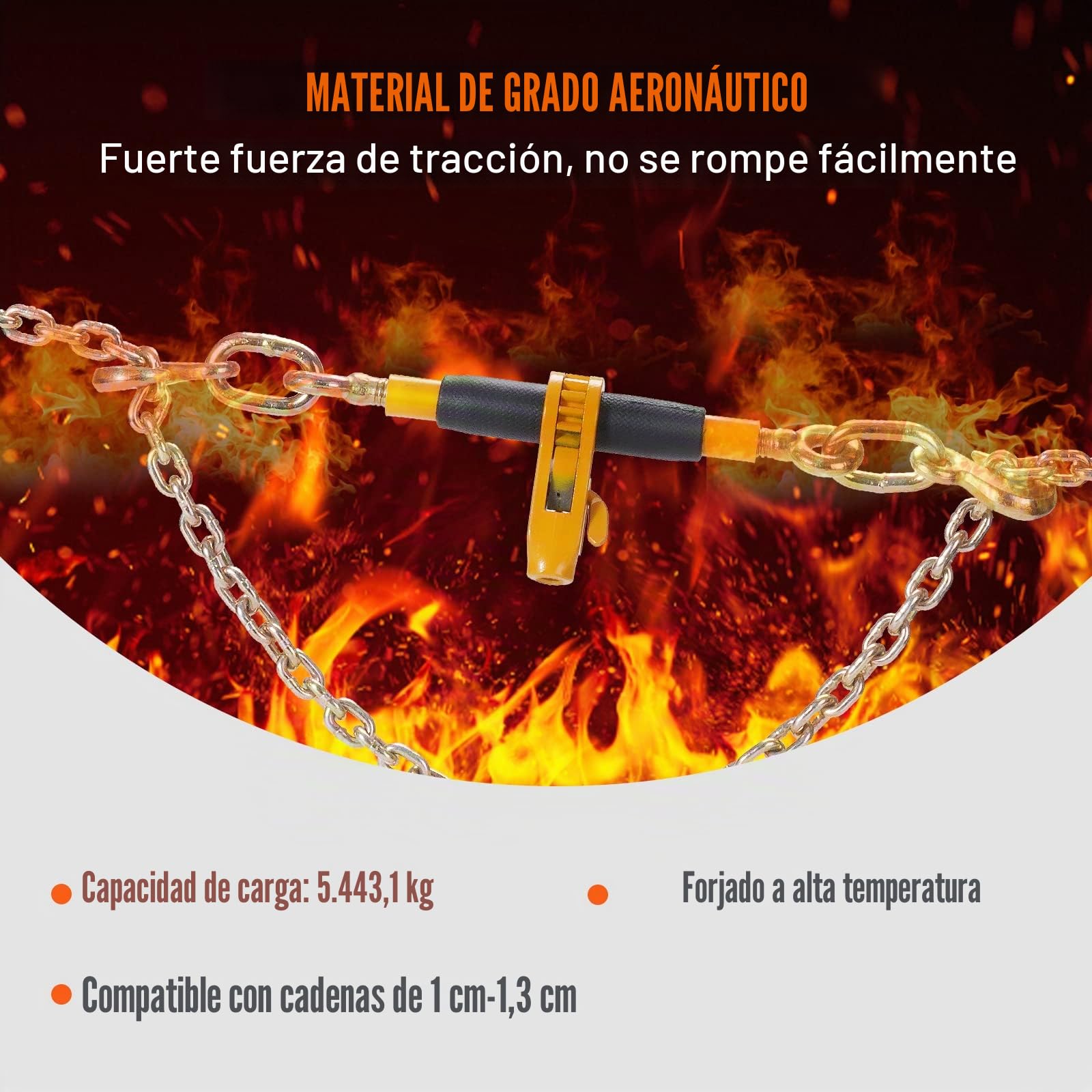 VEVOR Carpetas de trinquete, Paquete de 4 3/8-1/2" con Ganchos G80, Carga Segura 12000 Libras, Mango Antideslizante, Bridas de Cadena de Transporte para asegurar Cargas, Remolque de camión