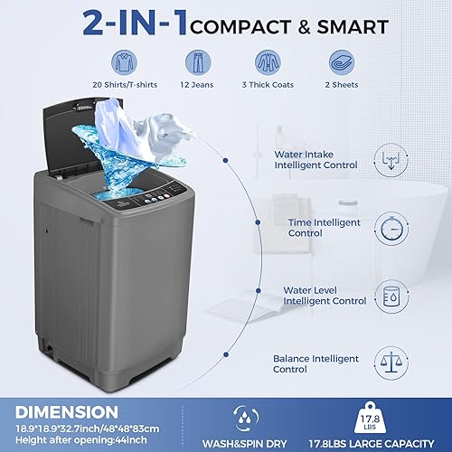 Miniatura 2 de Nictemaw Lavadora portátil, lavadora portátil de 17.8 libras, 2.4 pies cúbicos compacta lavadora y secadora combinada con bomba de drenaje, 10