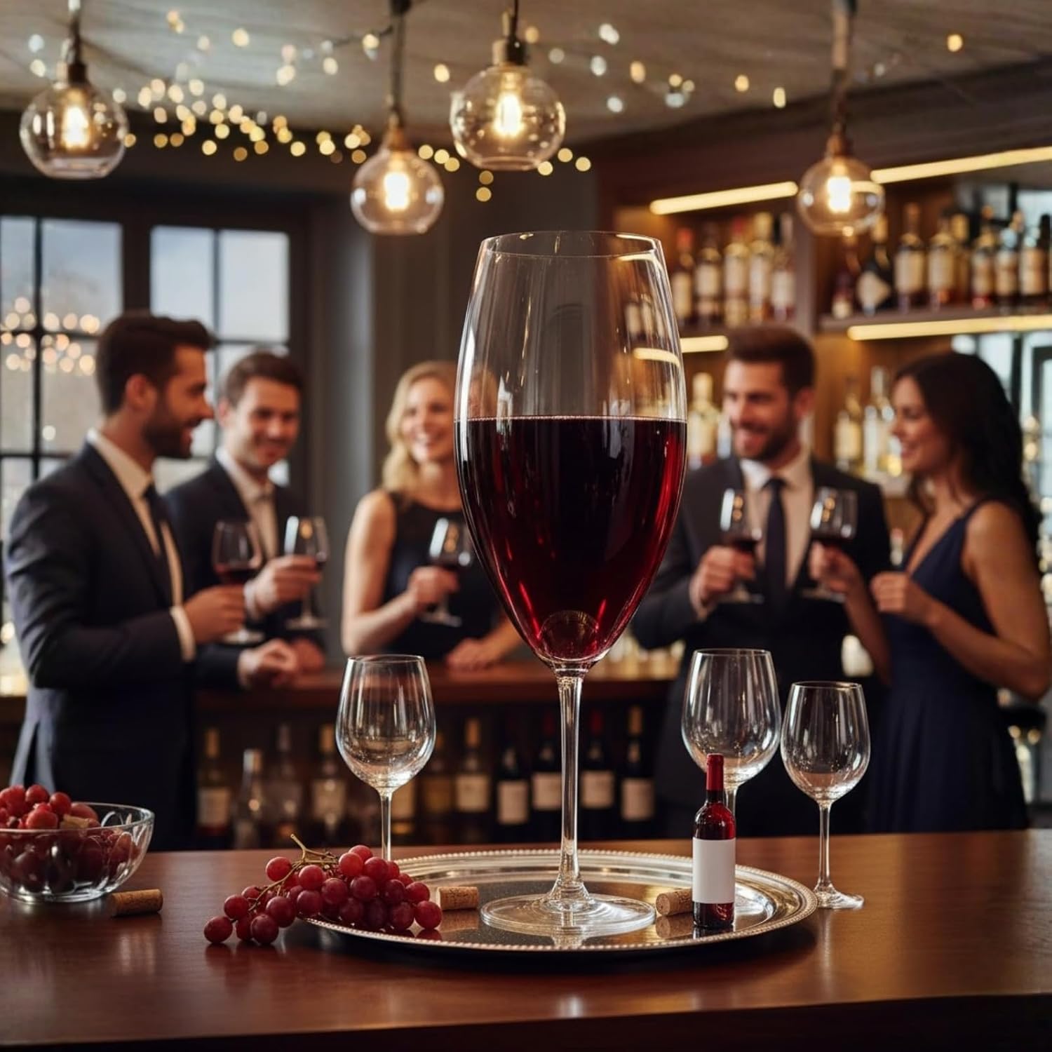 Worlds Largest Giant Wine Glass - Huge 32 Inches, 3.7 Gallons, Mega Pint, Huge Stemware, Clear Decorative Hand Blown Glassware, Large Novelty Stemware/Champagne Magnum Chiller, Oversized XL Goblet