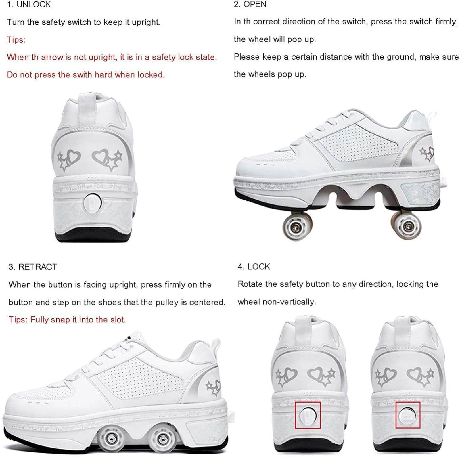 Patines De Hielo Con Polea, LED, Multifuncionales, Con Deformación, Con Ruedas, Invisibles, Con 4 Ruedas, Patines, Patines, Niños, Deportes Al Aire Libre, Para Adultos, Unisex