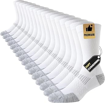 JOYNEE 8 Pairs Mens Casual Breathable Crew Athletic Calf Socks Long Cushion Work Socks for Workout Sports