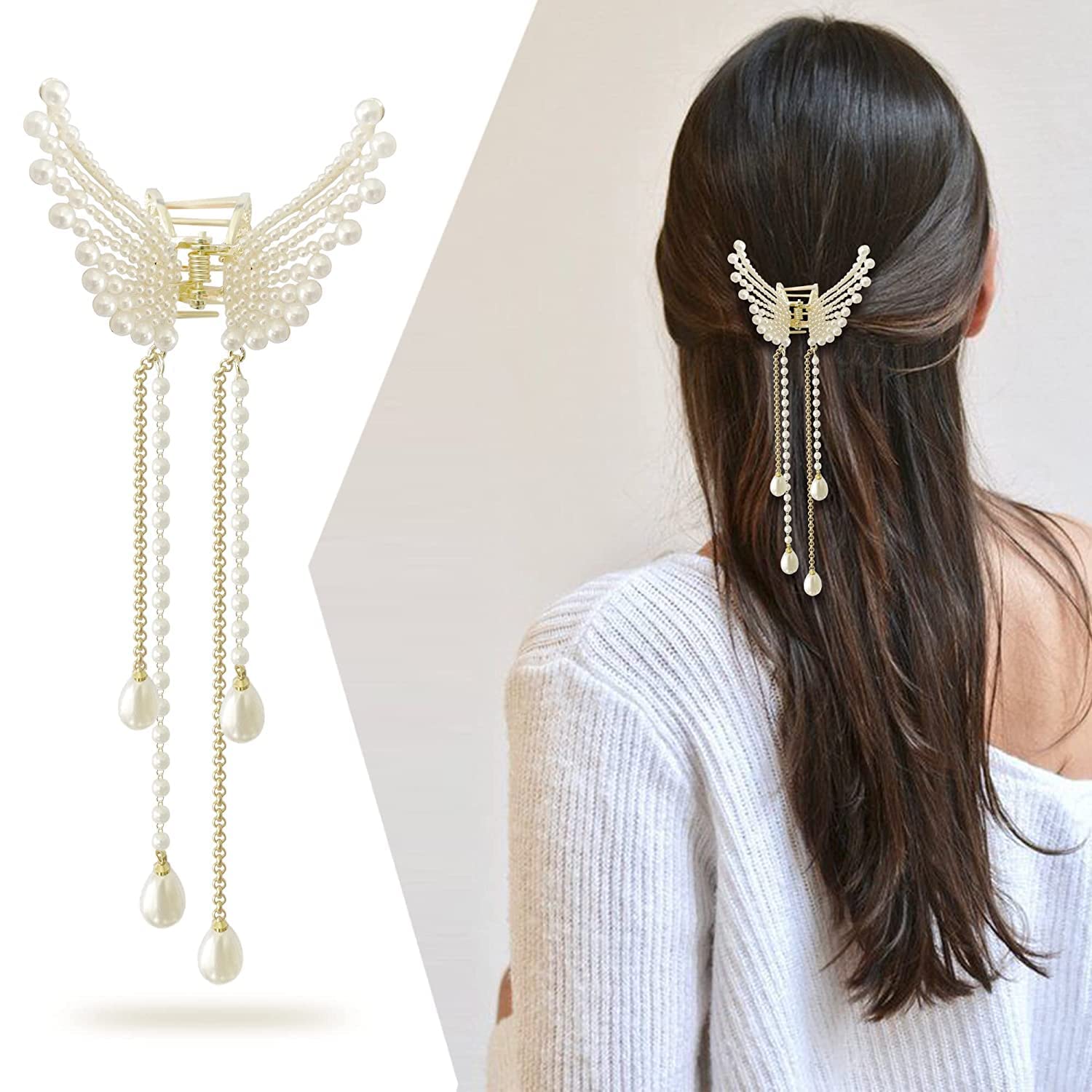Rubela GOLDEN BUTTERFLY Rhinestone LONG TASSEL HANGING Hairpin Clip for Girls (Gold) Hair Claw (B0CHBBRJG2) Amazon Price History, Amazon Price Tracker