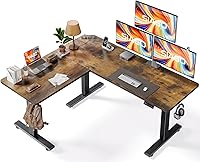 SIAGO 63x55 Inch L-Shaped Adjustable Standing Desk with Charging Station, Memory Controller - Reversible Corner Sit Stand Home Office Desk