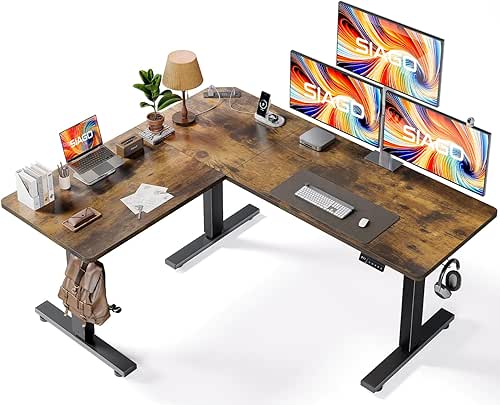 SIAGO L-Shaped Standing Desk - 63 x 55 Inch Adjustable