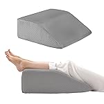 Bedluxe Leg Elevation Pillows, Leg Pillows for Sleeping, Cooling Gel Memory Foam Top, Wedge Pillow for Legs, Leg Wedges for Circulation, Swelling, After Surgery - Removable Cover (10 Inch, Grey)