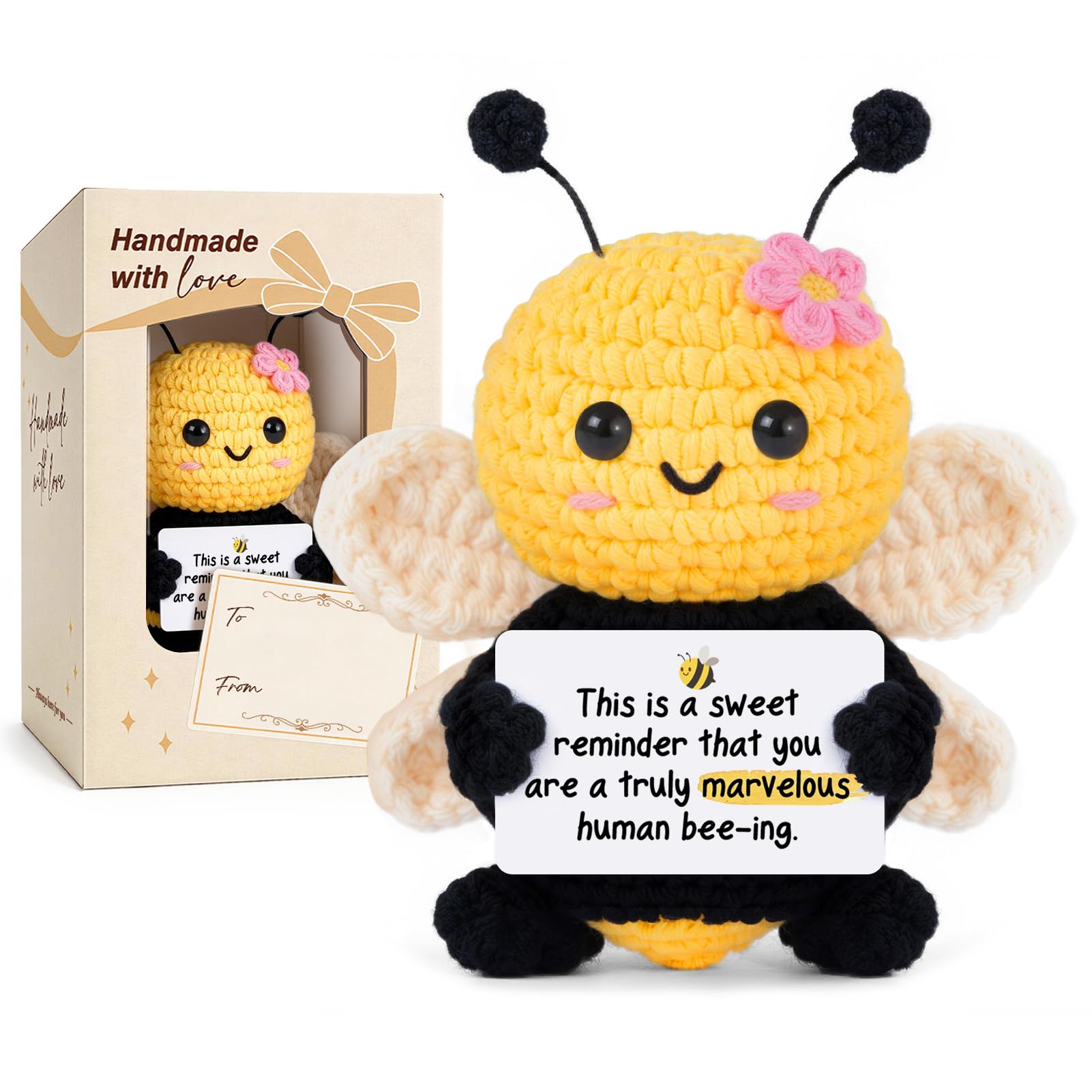 Inspirational Gifts for Women, Encouragement Gifts for Women, Thinking of You, Feel Better, Get Well Soon, Thank You, Positive Gift for Friend Coworker, Cute Positive Bee Decor with Affirmation