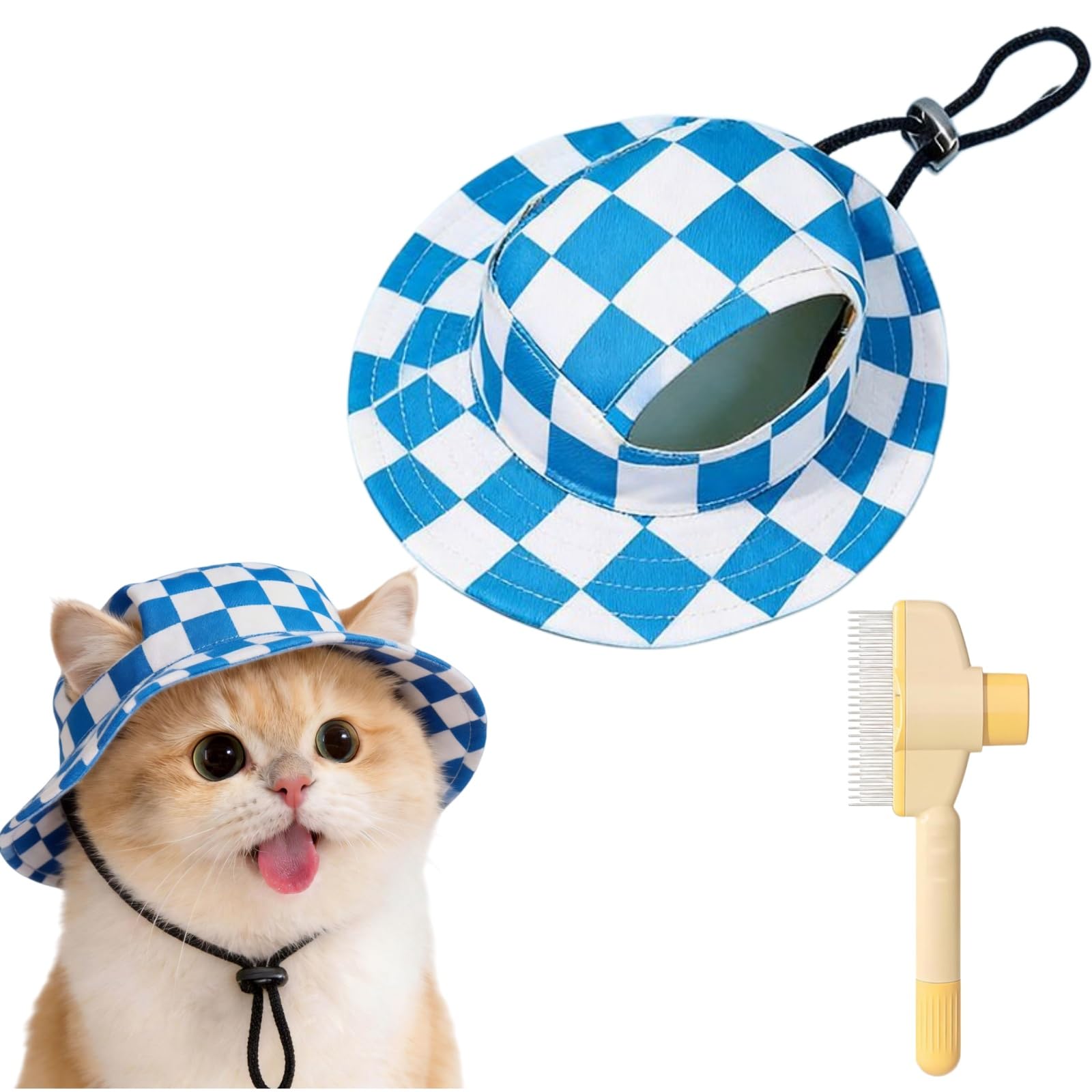 Cappello Da Sole Per Cani Con Fori Per Le Orecchie &ndash; Tesa Rotonda, Protezione UV, In Cotone (taglie S/M/L)