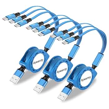 Amazon.co.jp: 【3本セット】3 in 1巻き充電ケーブル、USB多機能