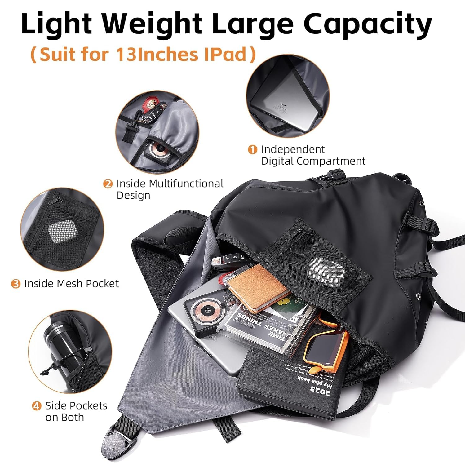 Borsa a Tracolla Uomo Multiuso, Leggera e Impermeabile, Grande Capacità per Viaggio, Lavoro e Outdoor, verde