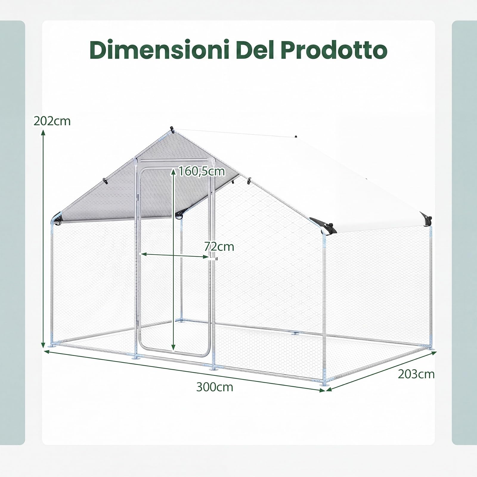 GYMAX Pollaio per Galline da Esterno, Recinto in Acciaio
