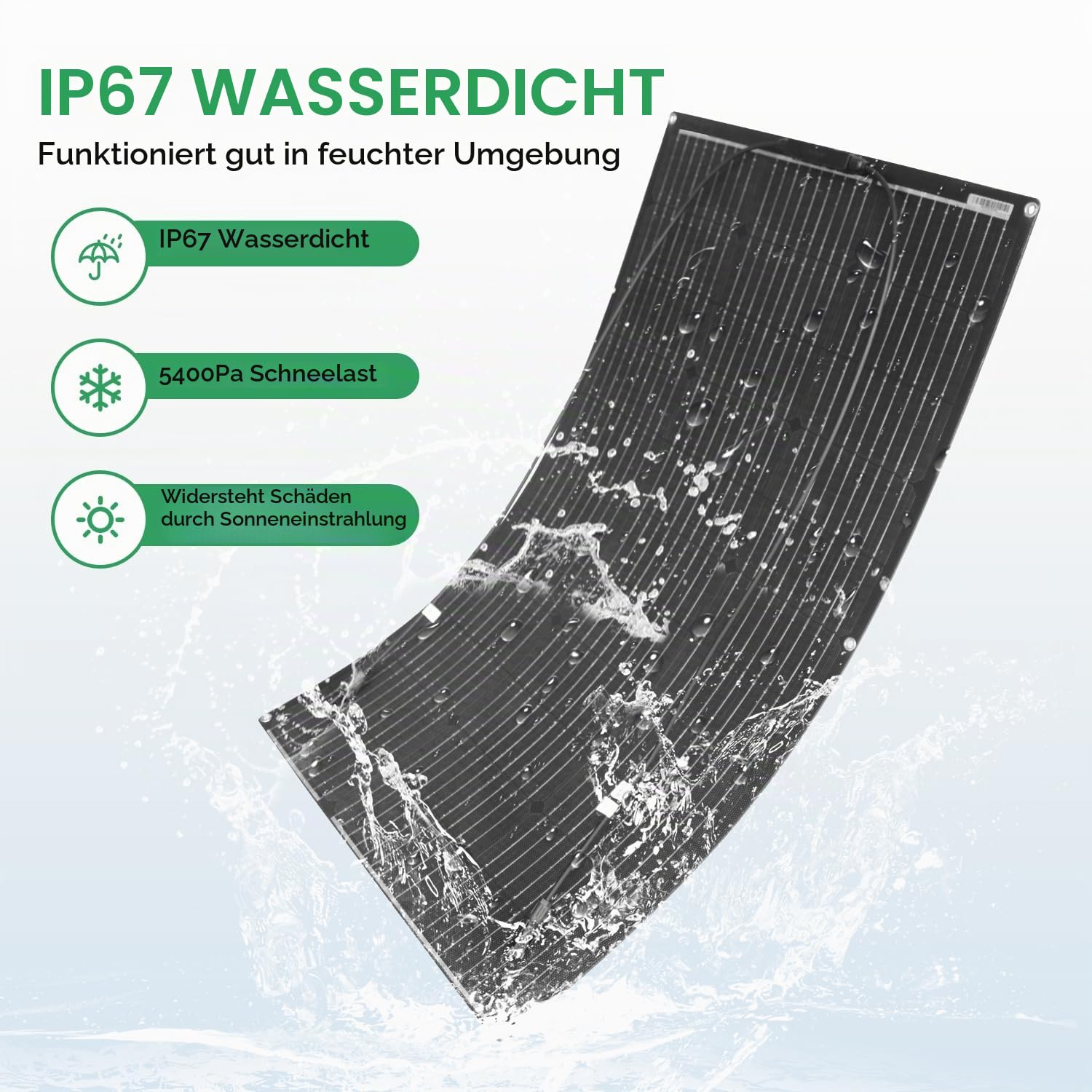 100W 12V Flexibles Solarpanel etfe Monokristallines Solarladegerät Wasserdichtes und ultradünnes Solarmodul für Wohnmobile, Boote, Häuser und unebene Oberflächen (100Watt)