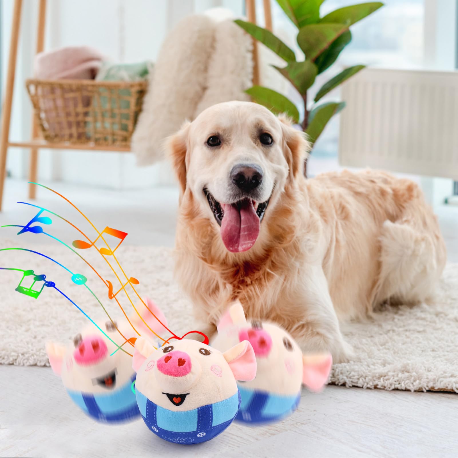 BABORUI Interactive Dog Toys Pig, Jumping Squeaky Dog Toys with Recording and Music Modes, Rechargeable Moving Dog Chew Toys for Small/Medium/Large Dogs to Keep Them Busy(Blue Pig) - image 7
