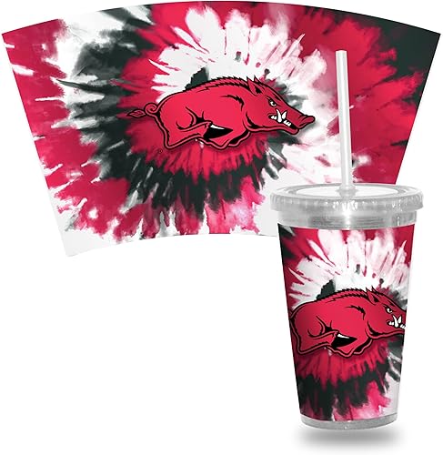 Miniatura 32 de Rico Industries NCAA Sports Team - Vaso transparente de 16 onzas con pajilla, vaso de viaje del color del equipo para fanáticos de los deportes