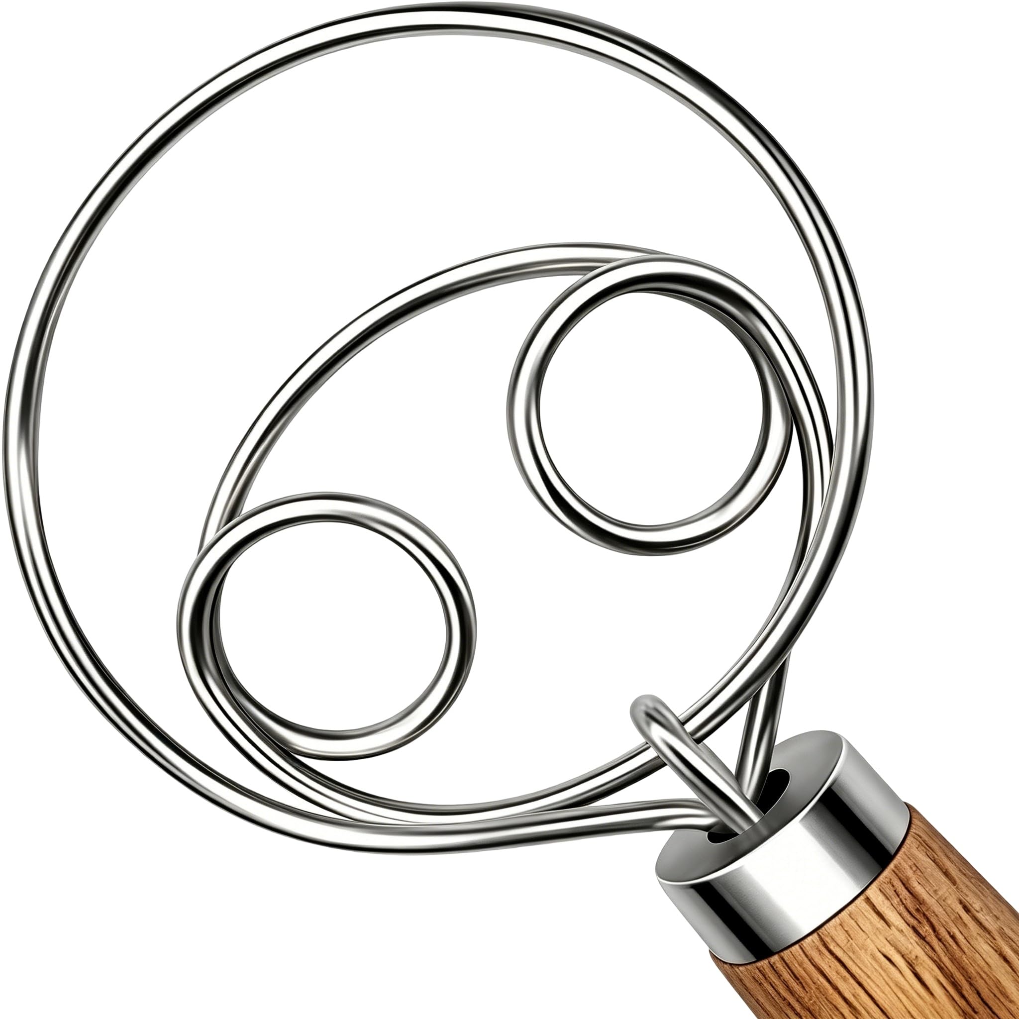 TEEVEA Danish Dough Whisk Stainless Steel Wooden Handle for Sourdough Bread Product Image 1