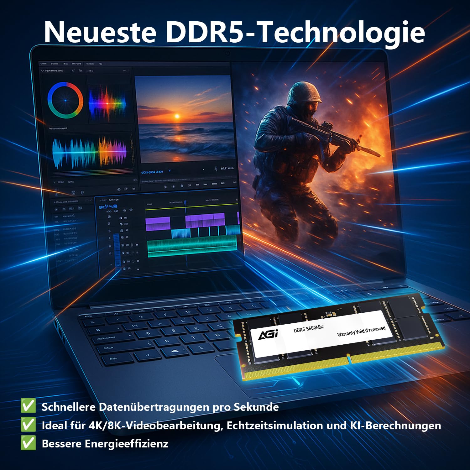 AGI SD238 16GB DDR5 RAM SODIMM 5600MHz Arbeitsspeicher Fuer Laptop | Latenz CL46, Hochleistungs-Speichermodul optimal kompatibel mit modernen Laptops, Notebooks und Mini-PC